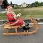 XXL Weihnachtsdeko Draussen - Weihnachtsmann / Nicolaus mit Schlitten lebensgross und Zügel 